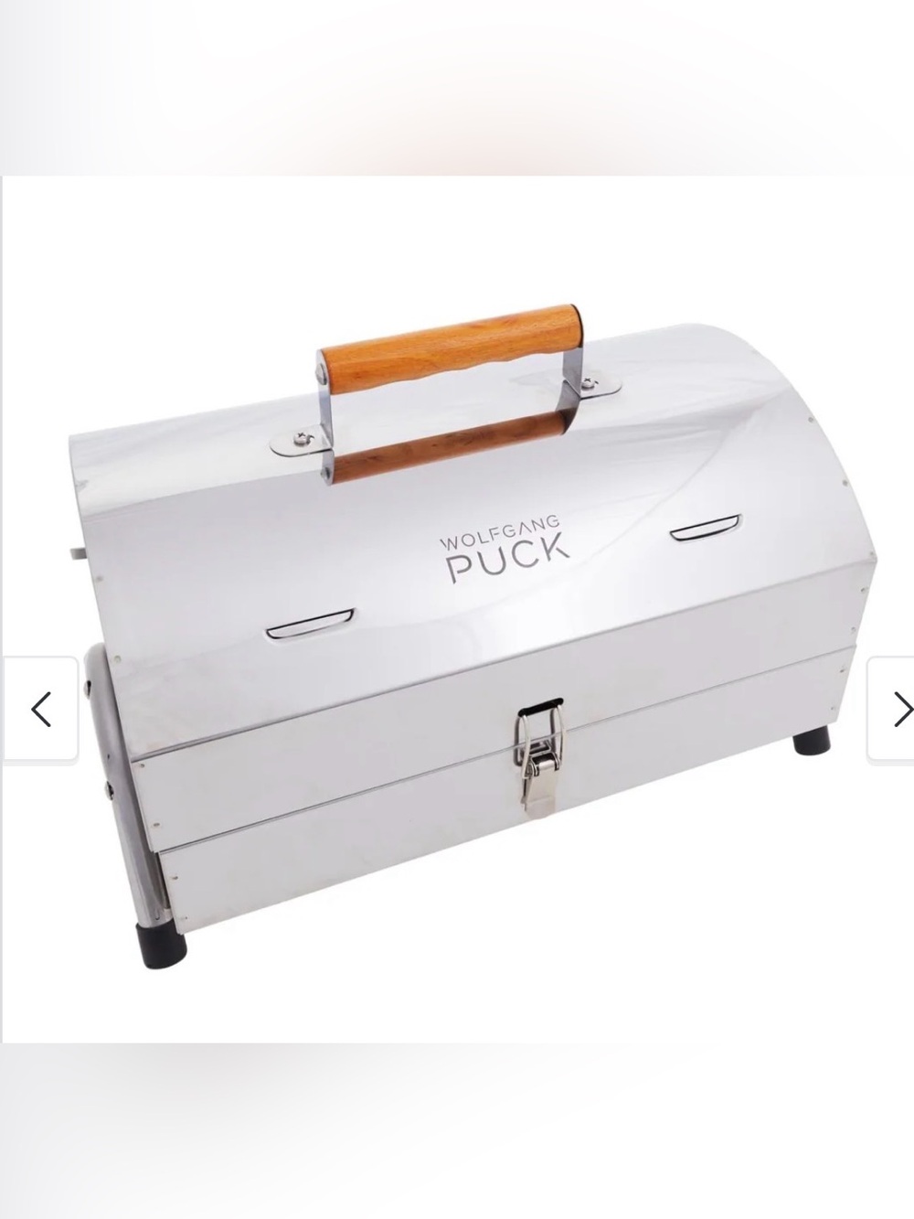 Wolfgang Puck Stainless Steel Portable:Tabletop Charcoal Grill with Wood Handle